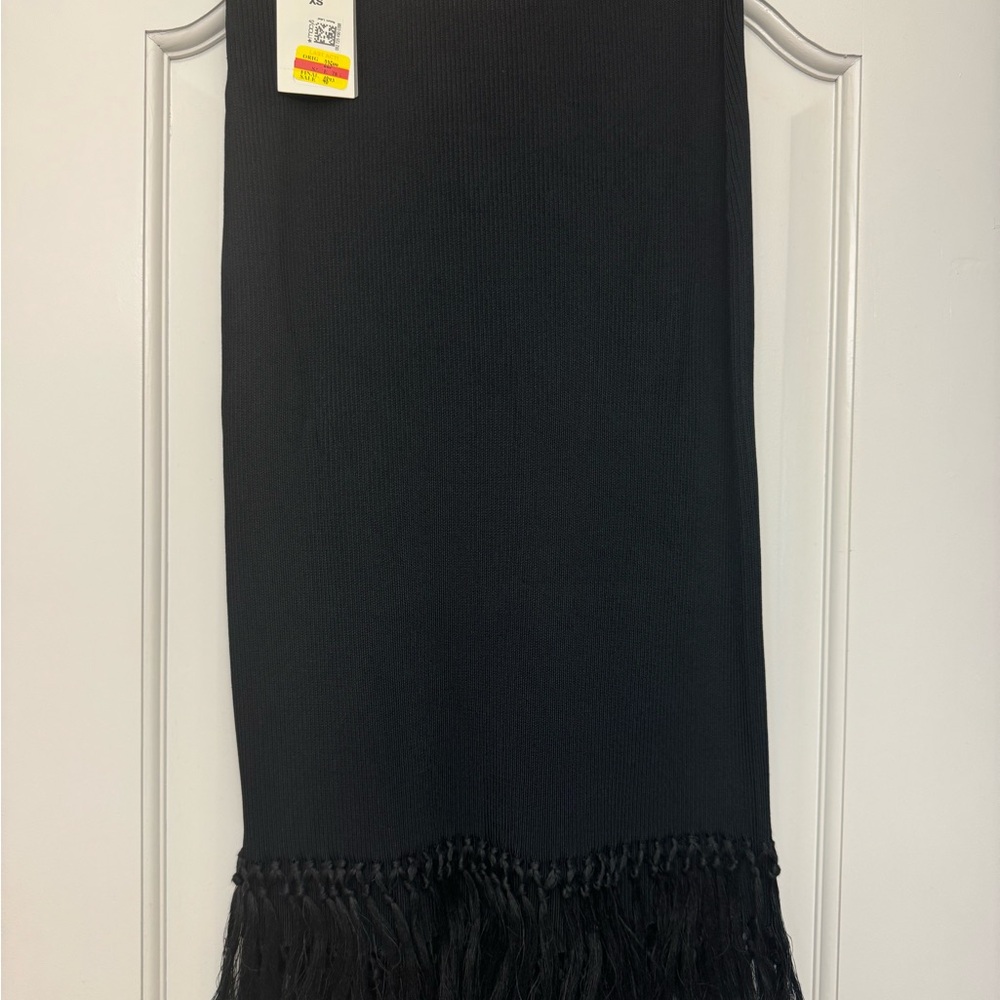 Ralph Lauren Black Fringe Scarf - Size XS